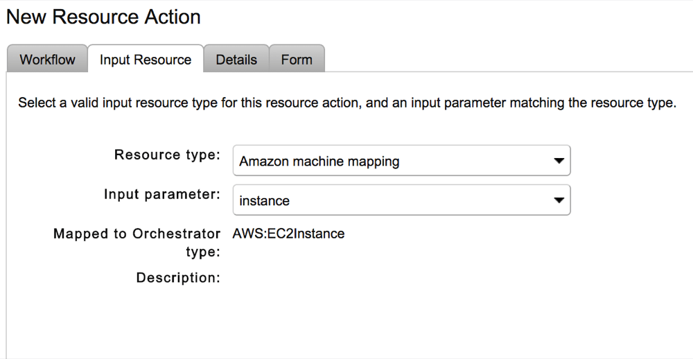 Create resource action